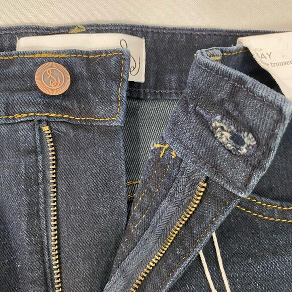 Sam Edelman Bay Flare Trouser Jeans Women 27 Blue Dark Wash High Rise Wide Leg - Picture 8 of 11